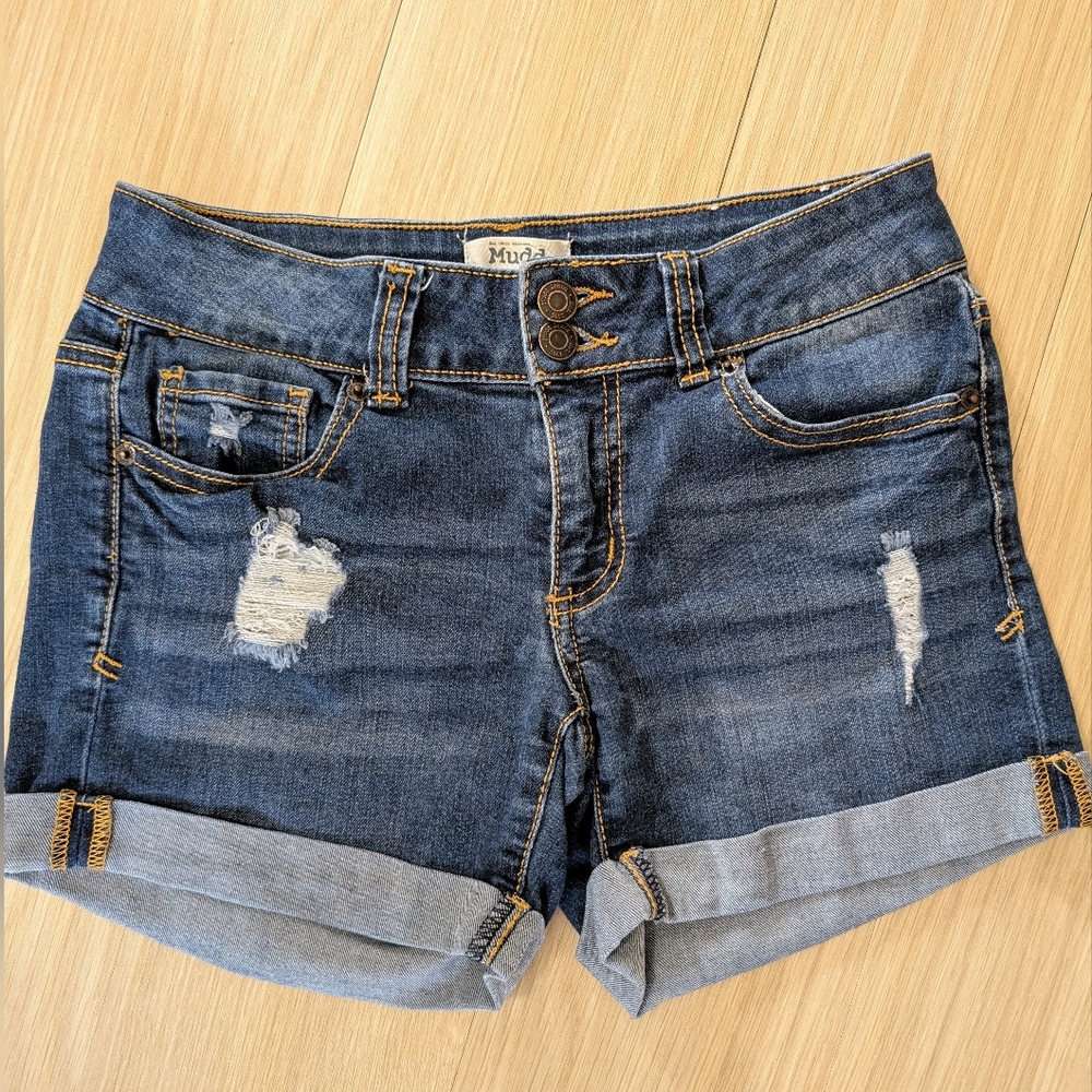 Mudd Distressed Blue Jean Shorts